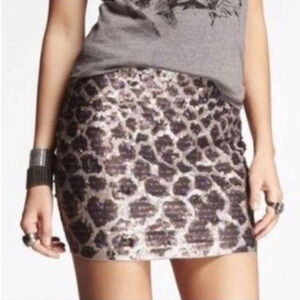 Express "NWOT" Multicolor Animal Print Sequin Shimmer Mini Skirt Size XS